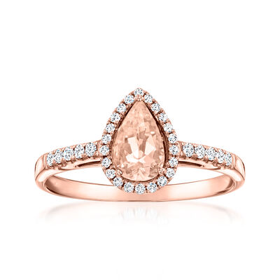 .70 Carat Morganite Ring with .18 ct. t.w. Diamonds in 14kt Rose Gold