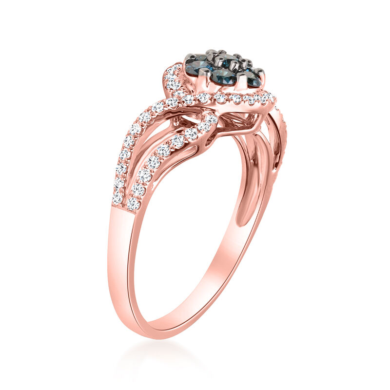 .60 ct. t.w. Blue and White Diamond Cluster Ring in 14kt Rose Gold image number 1