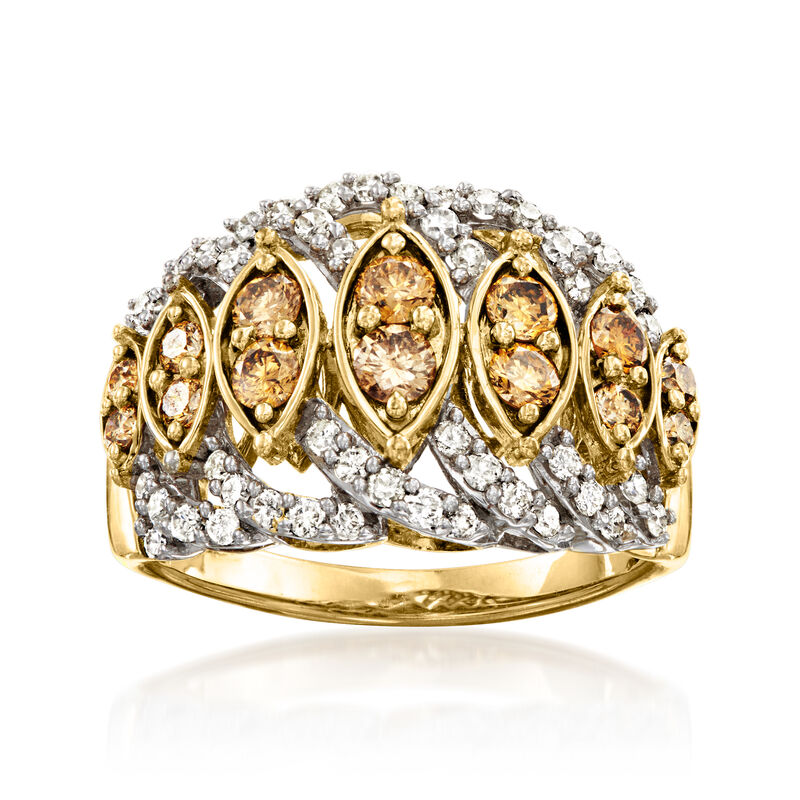C. 2000 Vintage 1.35 ct. t.w. Brown and White Diamond Ring in 10kt Two-Tone Gold. Size 6 image number 0
