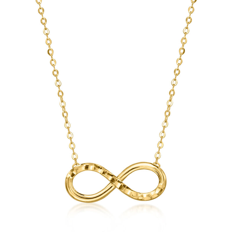 Italian 10kt Yellow Gold Diamond-Cut Infinity Necklace image number 0