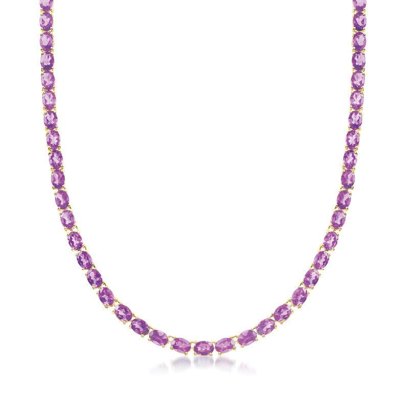 40.00 ct. t.w. Amethyst Tennis Necklace in 18kt Gold Over Sterling image number 0