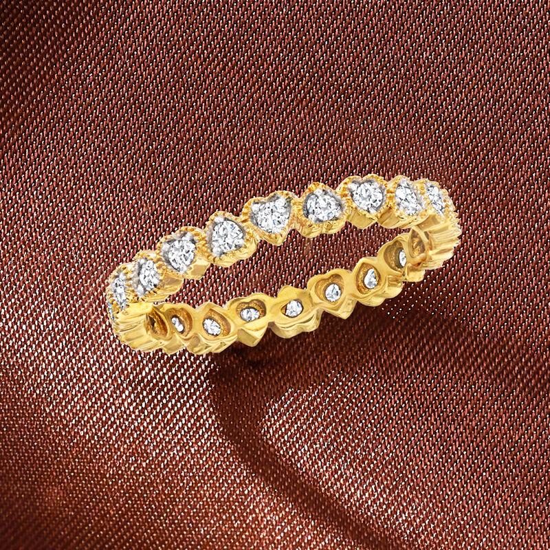 .50 ct. t.w. Diamond Heart Eternity Band in 18kt Gold Over Sterling. Size 7 image number 3