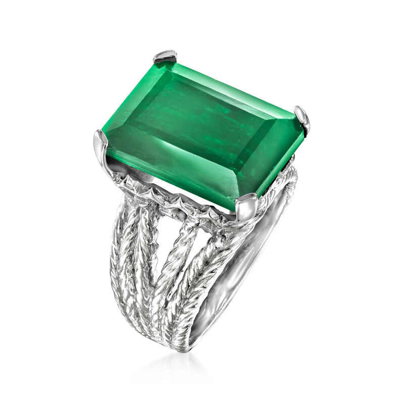 12.50 Carat Emerald Multi-Row Ring in Sterling Silver image number 2