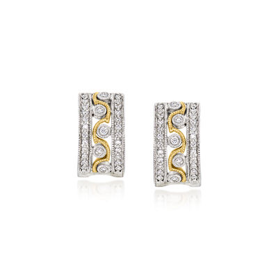 C. 1990 Vintage .70 ct. t.w. Diamond Curved Earrings in 14kt Two-Tone Gold