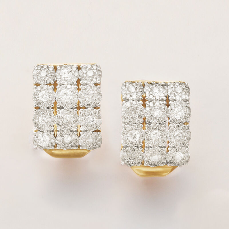 2.00 ct. t.w. Diamond Three-Row Hoop Earrings in 14kt Yellow Gold. 5/8&quot; image number 4