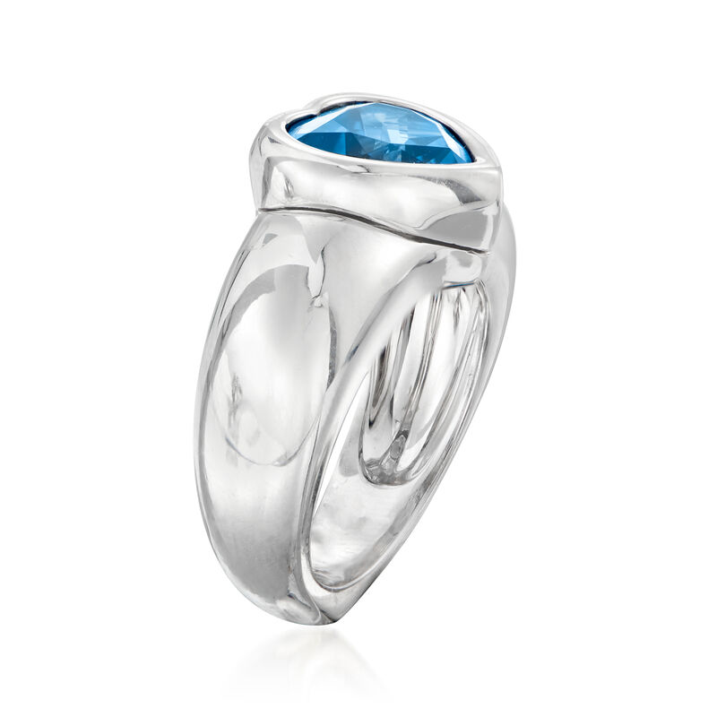 C. 1980 Vintage Piaget 3.85 Carat London Blue Topaz Heart Ring in 18kt White Gold. Size 6.75 image number 2