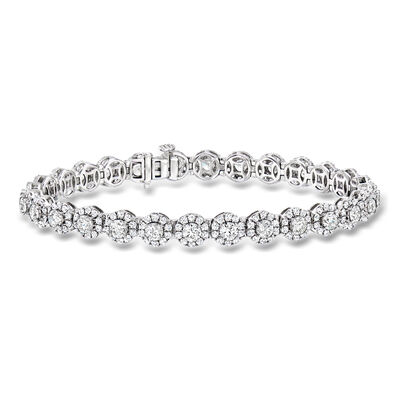 7.00 ct. t.w. Lab-Grown Diamond Halo Bracelet in 14kt White Gold