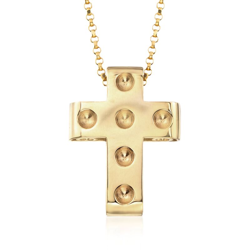 Roberto Coin &quot;Pois Moi&quot; 18kt Yellow Gold Cross Pendant. 16&quot; image number 1