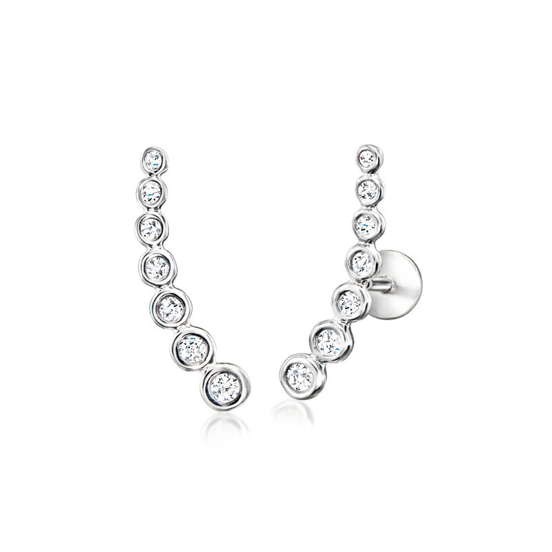 .15 ct. t.w. Diamond Curved Flat-Back Ear Climbers in Sterling Silver  image number 0
