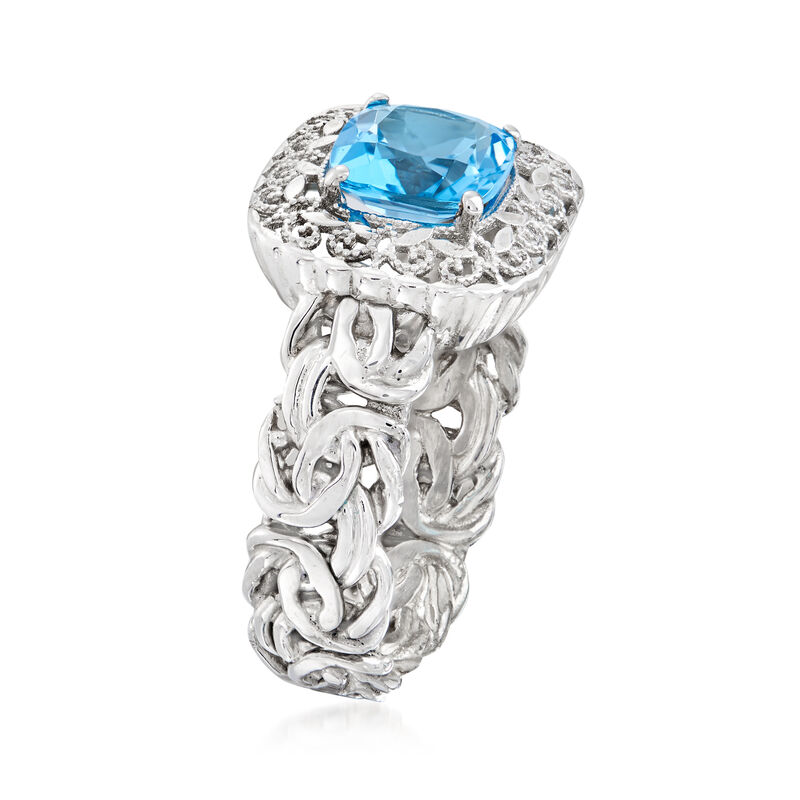 1.40 Carat Swiss Blue Topaz Ring in Sterling Silver image number 2