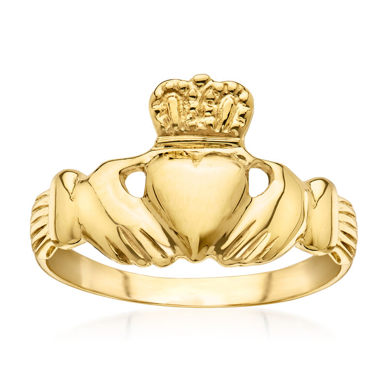 C. 1980 Vintage 10kt Yellow Gold Claddagh Ring. Size 7 image number 0