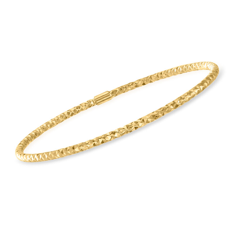 Italian 14kt Yellow Gold Hammered Bangle Bracelet image number 0