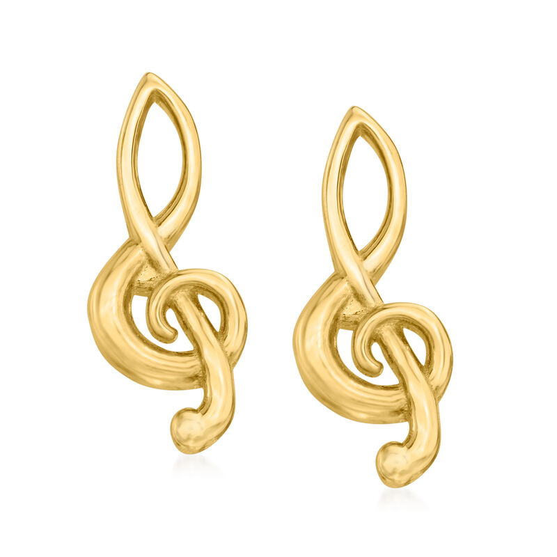 14kt Yellow Gold Treble Clef Earrings image number 0
