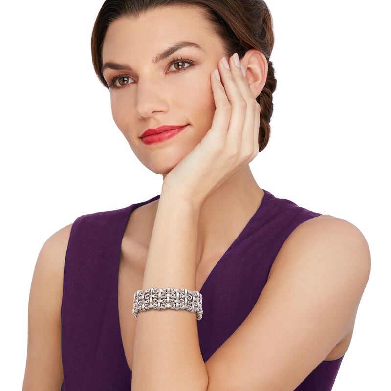 Sterling Silver Basketweave Bracelet. 8" image number 1