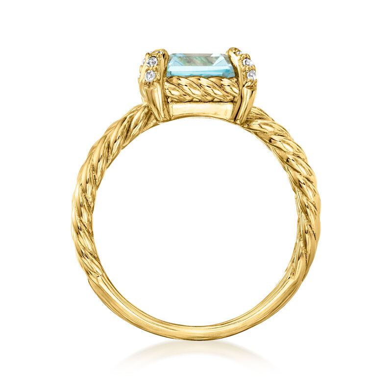 3.00 Carat Sky Blue Topaz Three-Row Ring with White Topaz in 18kt Gold Over Sterling image number 3