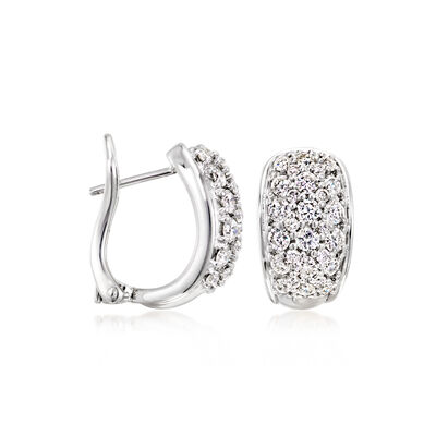 C. 1990 Vintage 2.50 ct. t.w. Diamond Curved Earrings in 14kt White Gold