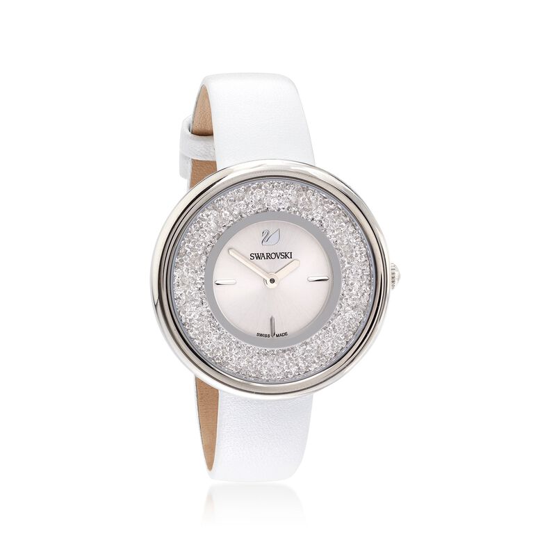 Swarovski Crystal Crystalline Pure Women's Stainless Watch with Crystals and White Leather  image number 0