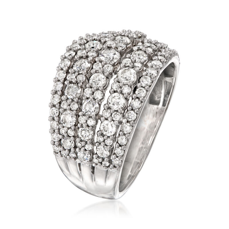 C. 1990 Vintage 1.15 ct. t.w. Diamond Multi-Row Ring in 14kt White Gold. Size 8 image number 2
