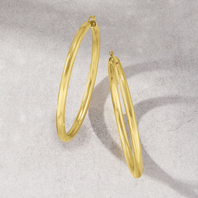 Andiamo 14kt Yellow Gold Over Resin Large Hoop Earrings image number 3