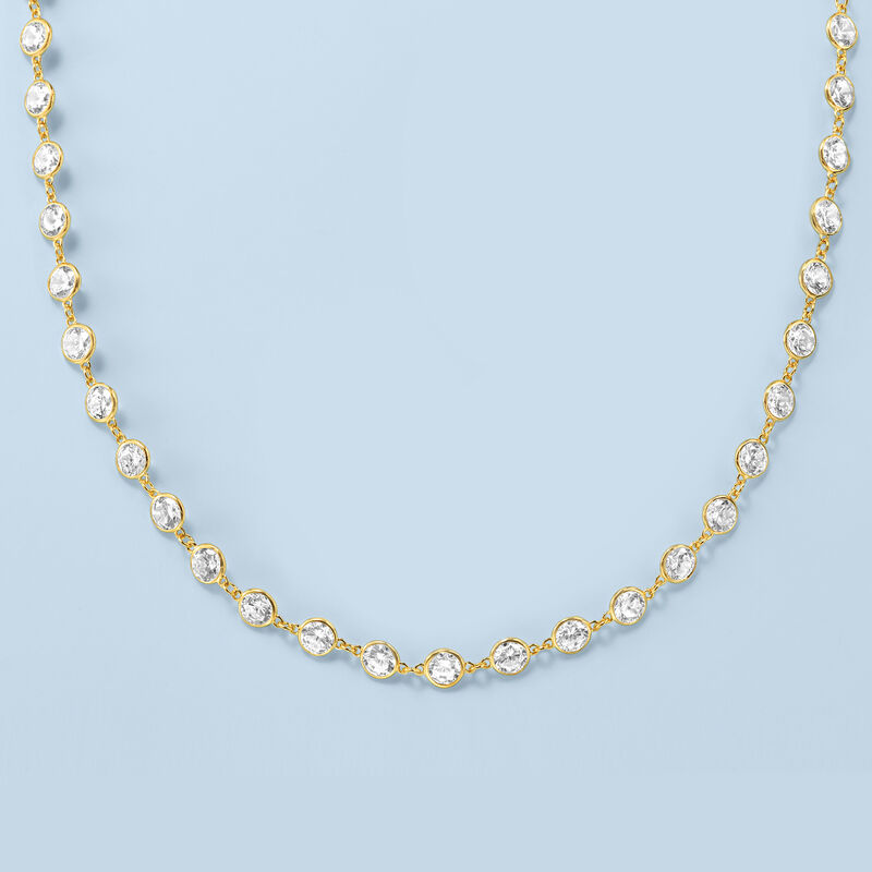 20.00 ct. t.w. Bezel-Set CZ Station Necklace in 18kt Gold Over Sterling image number 2
