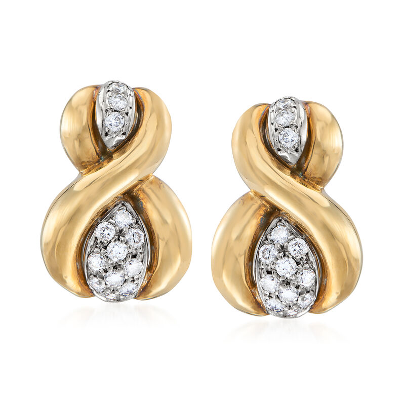 C. 1980 Vintage 1.30 ct. t.w. Diamond Figure 8 Earrings in 14kt Yellow Gold image number 0