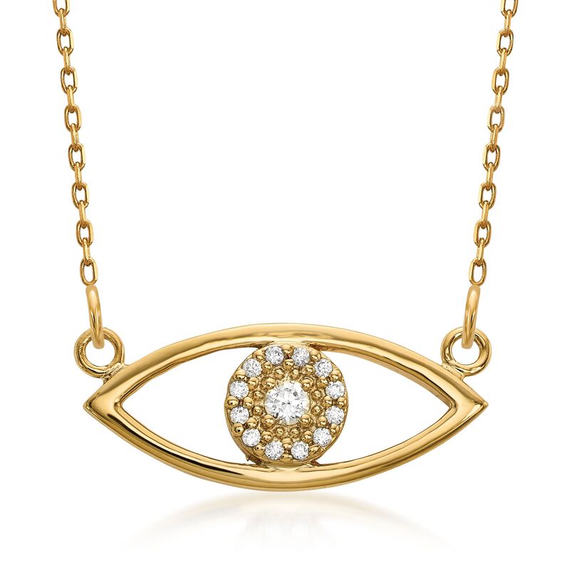 .12 ct. t.w. Diamond Evil Eye Necklace in 14kt Yellow Gold. 18.75&quot; image number 0