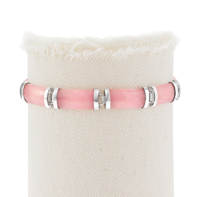 Pink Jade &quot;Good Fortune&quot; Bracelet in Sterling Silver image number 3