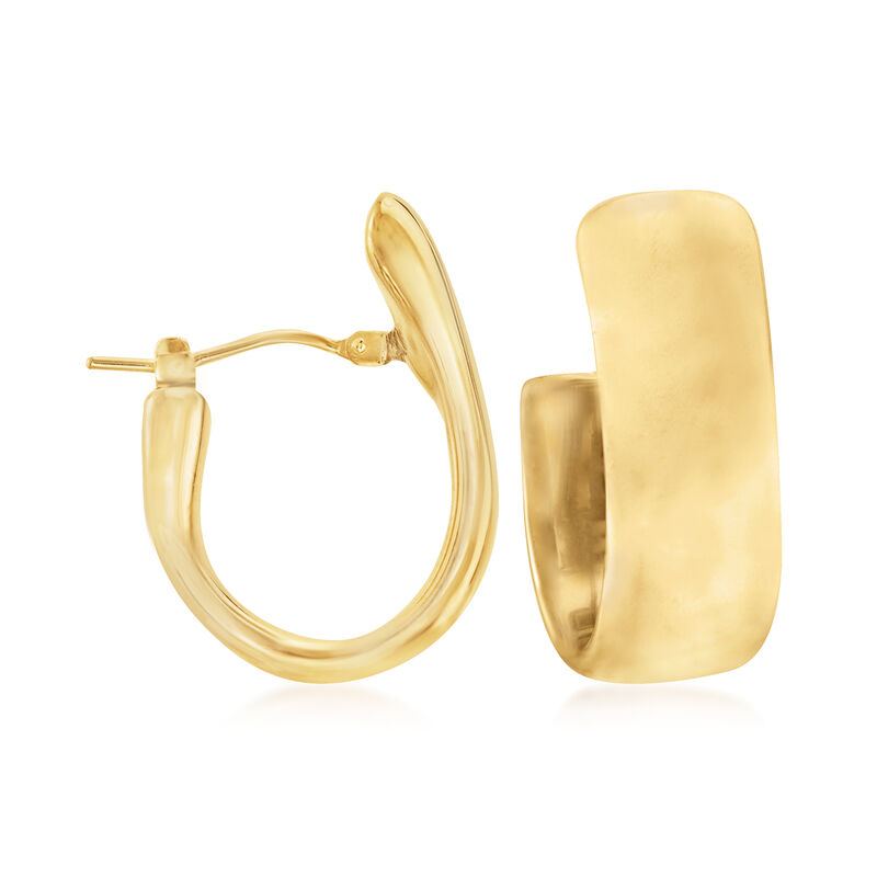 Italian Andiamo 14kt Yellow Gold Over Resin Hoop Earrings. 3/4" image number 0