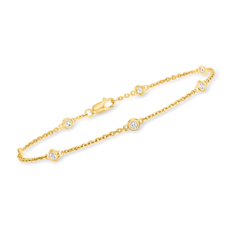 .25 ct. t.w. Bezel-Set Diamond Station Bracelet in 18kt Gold Over Sterling image number 0