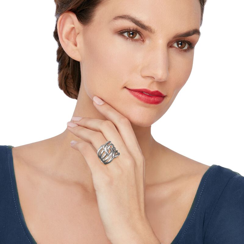 Italian Sterling Silver Roped Knot Ring image number 1