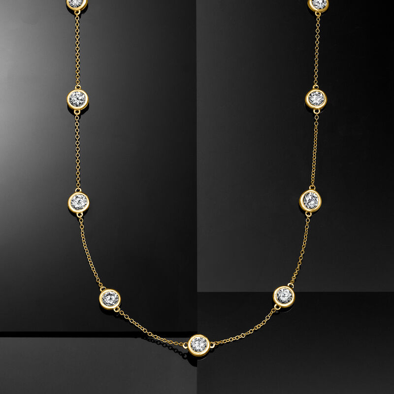 5.00 ct. t.w. Lab-Grown Diamond Station Necklace in 14kt Yellow Gold image number 3