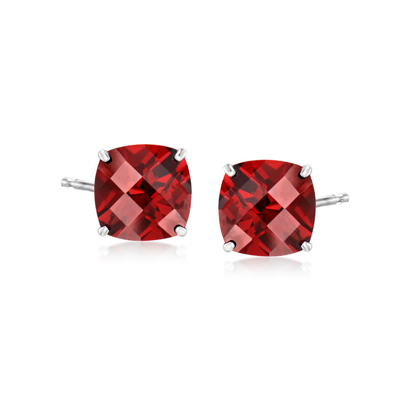 5.00 ct. t.w. Garnet Stud Earrings in 14kt White Gold image number 0