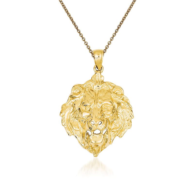 14kt Yellow Gold Lion Pendant Necklace image number 0