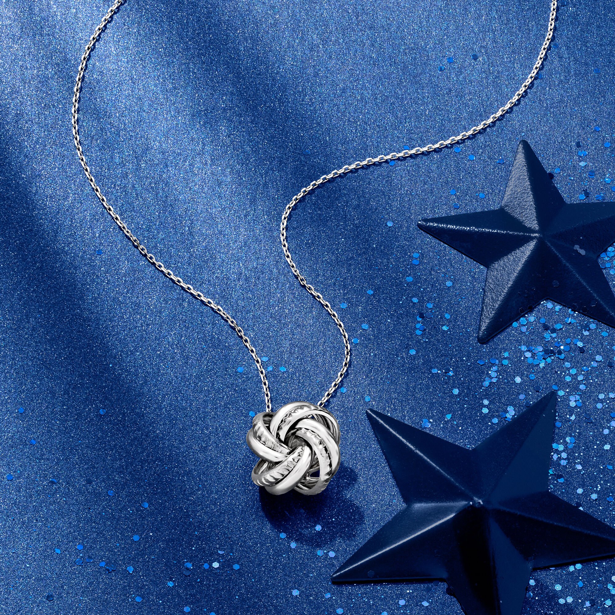 Italian Sterling Silver Love Knot Pendant Necklace