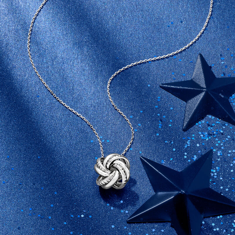 Italian Sterling Silver Love Knot Pendant Necklace image number 4