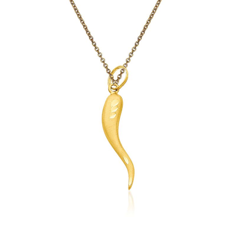 14kt Yellow Gold Italian Horn Pendant Necklace image number 0