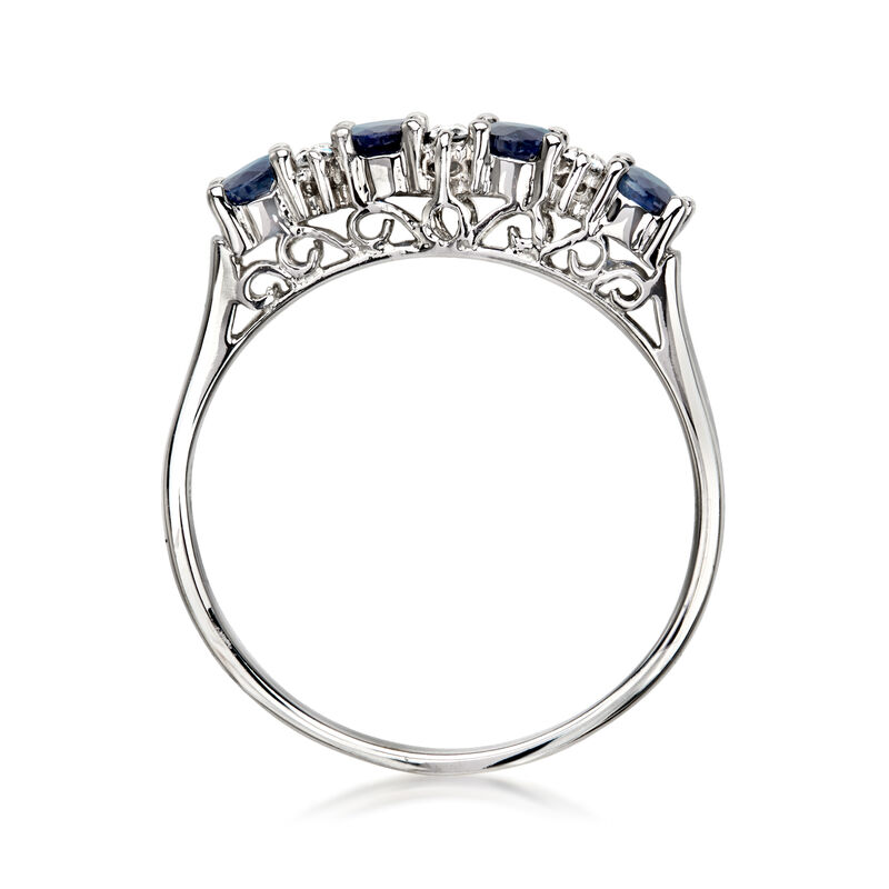 C. 1990 Vintage .60 ct. t.w. Sapphire Ring with .12 ct. t.w. Diamonds in 14kt White Gold. Size 7 image number 3