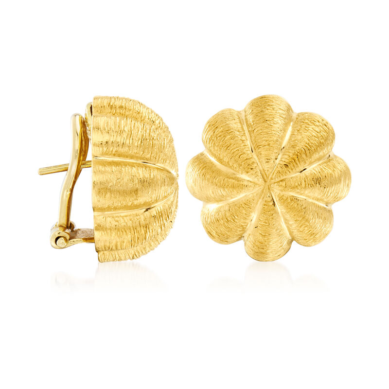 C. 1980 Vintage Tiffany Jewelry 18kt Yellow Gold Ribbed Button Earrings  image number 2