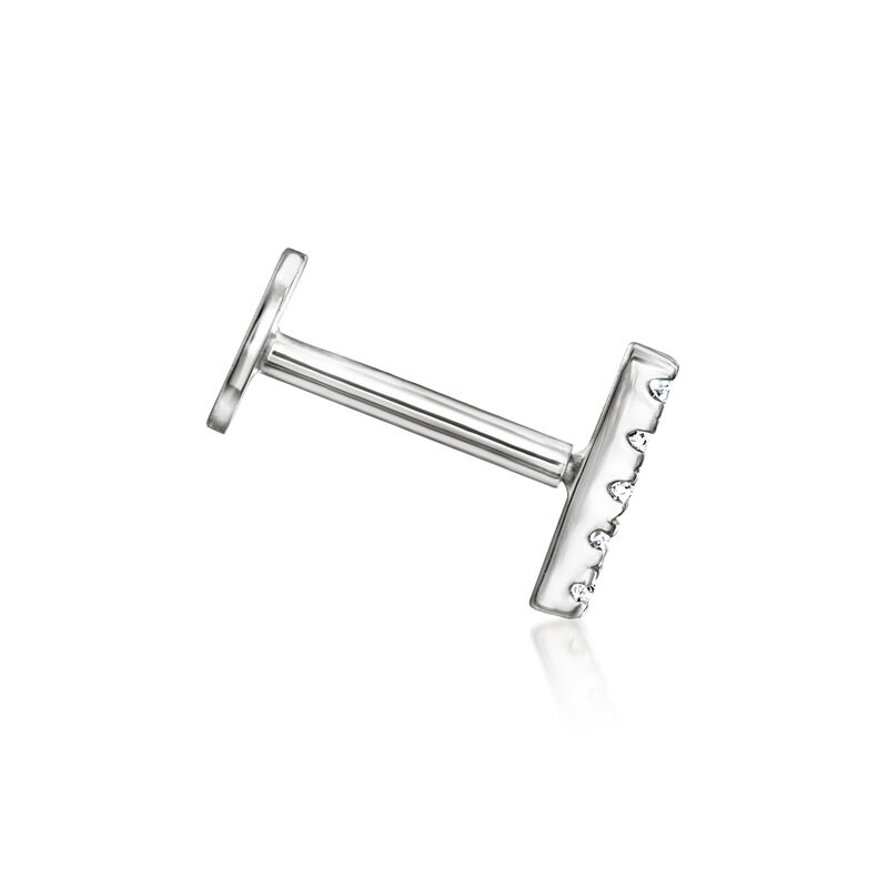 Diamond Bar Single Flat-Back Stud Earring in Sterling Silver  image number 2