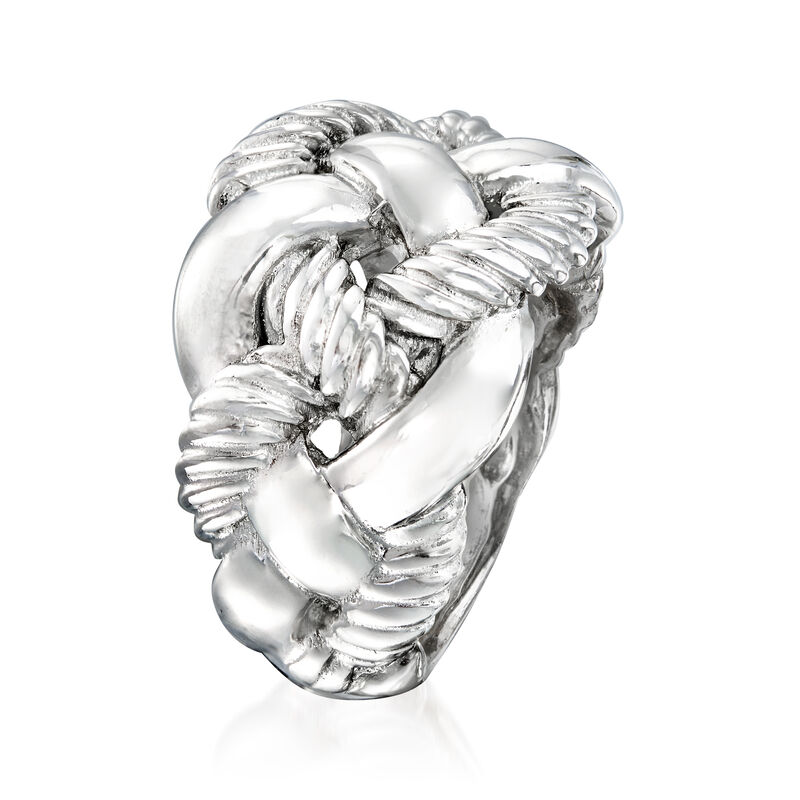 Italian Sterling Silver Wide Braided Ring image number 2