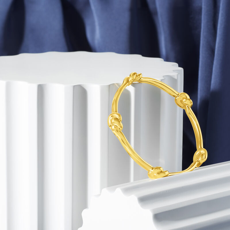Italian Andiamo 14kt Yellow Gold Over Resin Knot Station Bangle Bracelet. 7.5&quot; image number 3