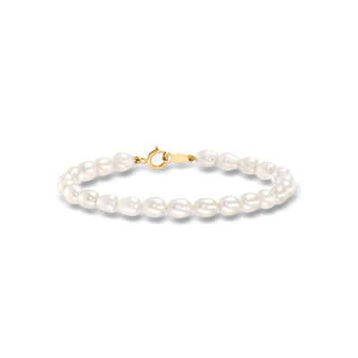 Child's 4-4.5mm Cultured Pearl Bracelet with 14kt Yellow Gold