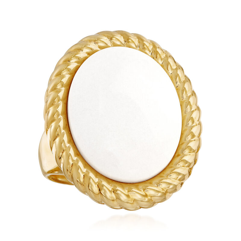 Italian Andiamo 14kt Yellow Gold and White Agate Ring  image number 3