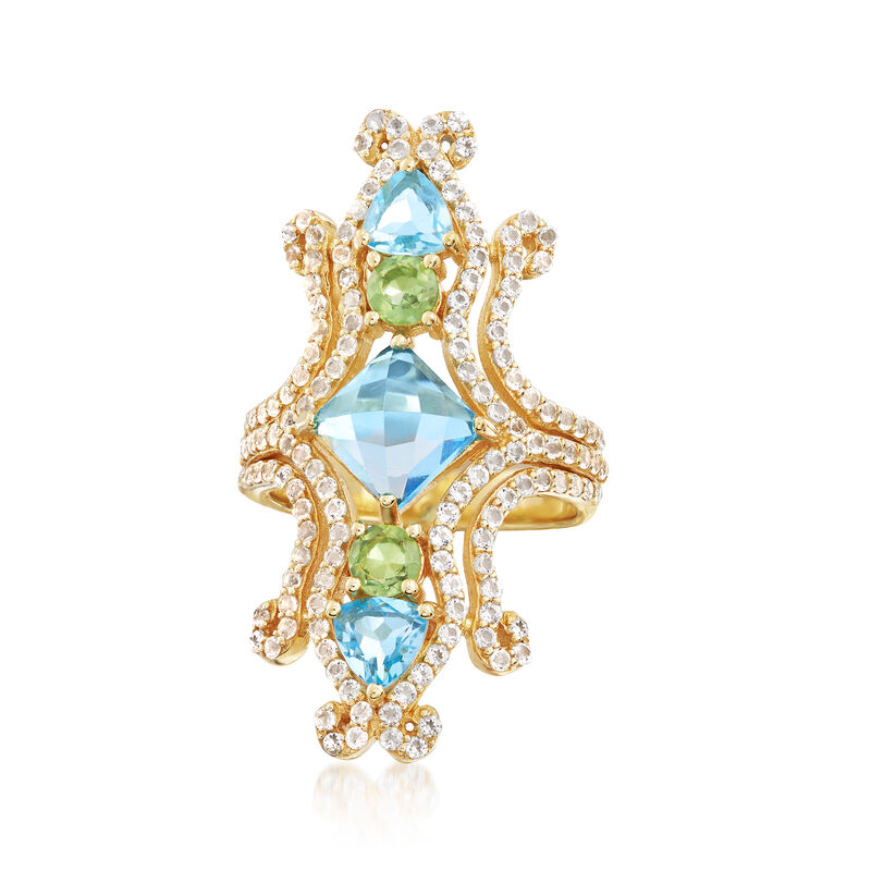 5.90 ct. t.w. Multi-Stone Ring in    18kt Yellow Gold Over Sterling Silver image number 3
