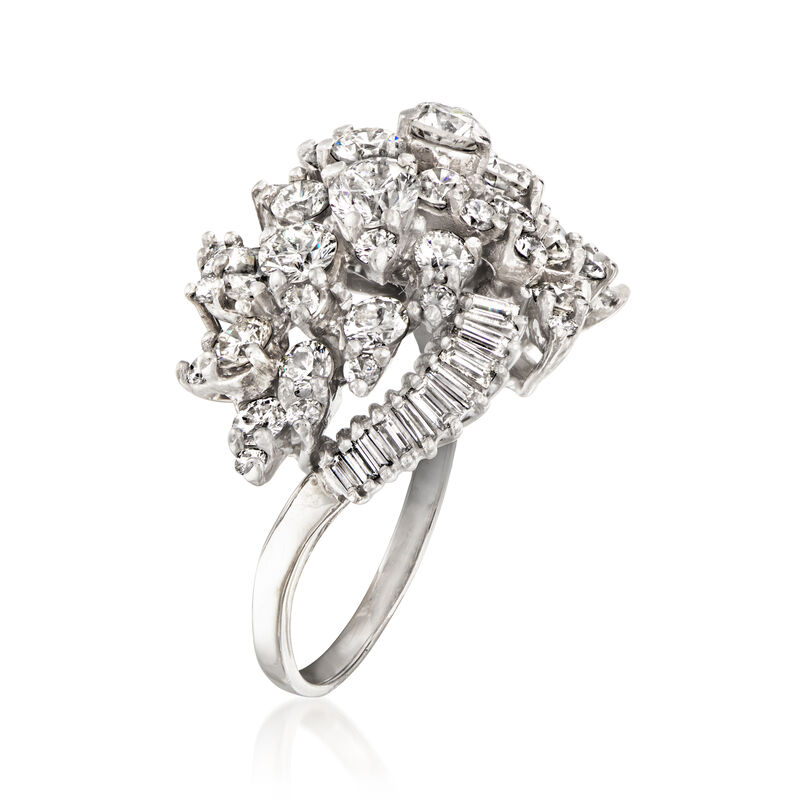C. 1990 Vintage 3.30 ct. t.w. Diamond Cluster Ring in Platinum image number 2