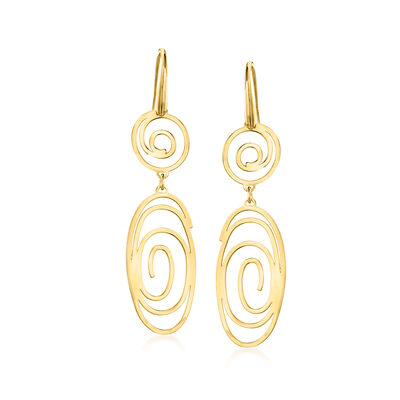 Italian 18kt Gold Over Sterling Spiral Openwork Drop Earrings