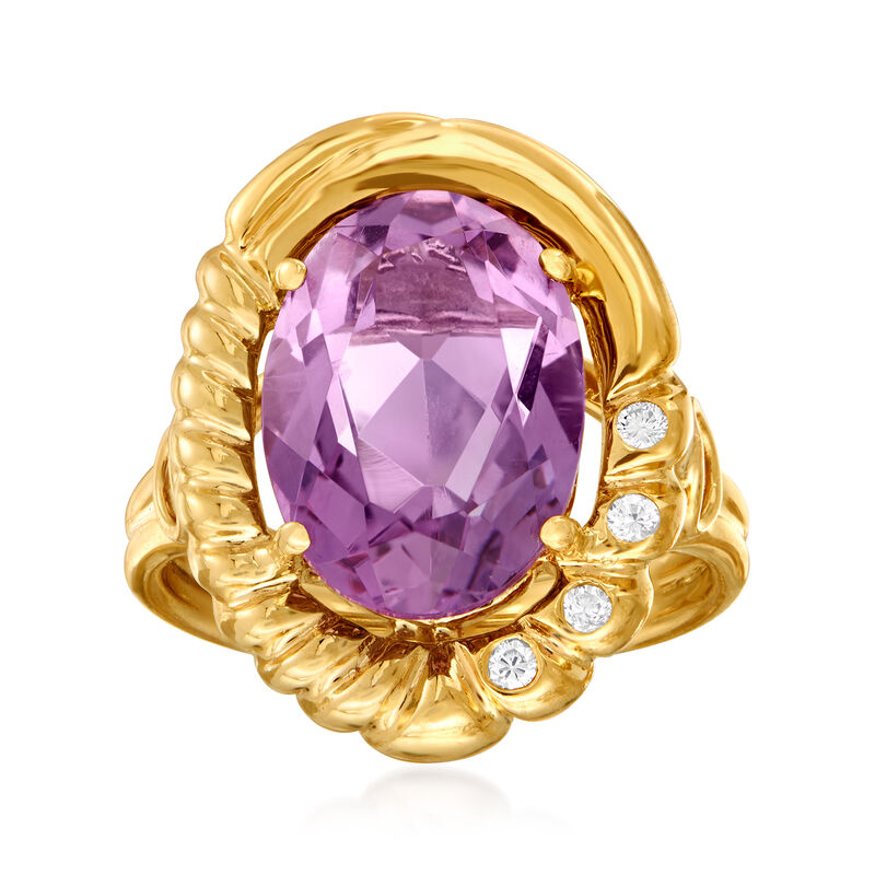 C. 1990 Vintage 5.00 Carat Amethyst Ring in 14kt Yellow Gold image number 0
