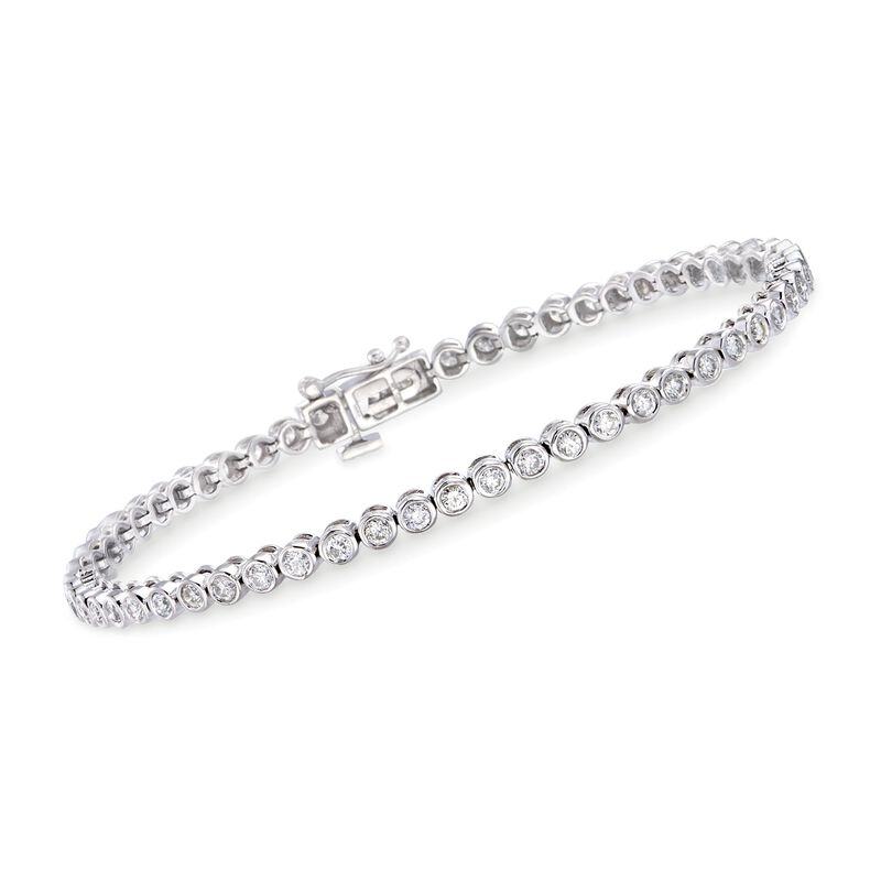 2.00 ct. t.w. Bezel-Set Diamond Tennis Bracelet in 14kt White Gold. 7&quot; image number 0