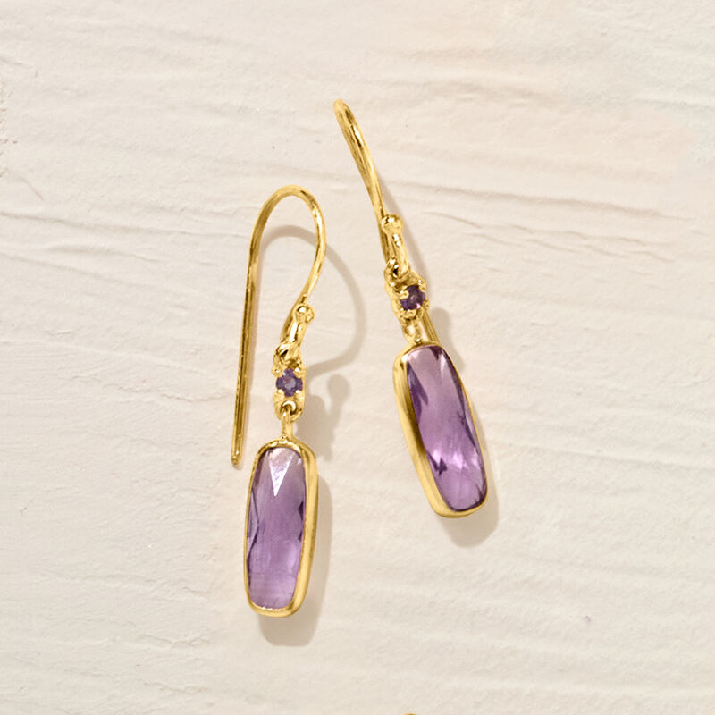 2.88 ct. t.w. Amethyst Drop Earrings in 18kt Gold Over Sterling image number 2