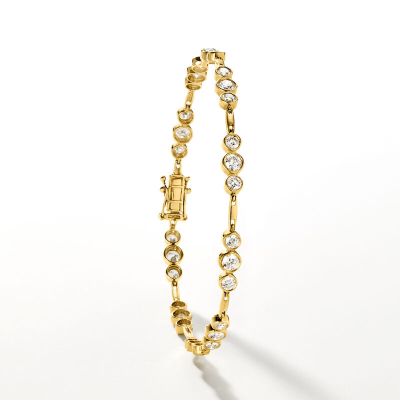 3.00 ct. t.w. Bezel-Set Lab-Grown Diamond Station Bracelet in 14kt Yellow Gold. 7" image number 4